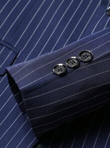 Manfinity Mode Men Striped Print Blazer & Suit Pants - Navy Blue - View 7