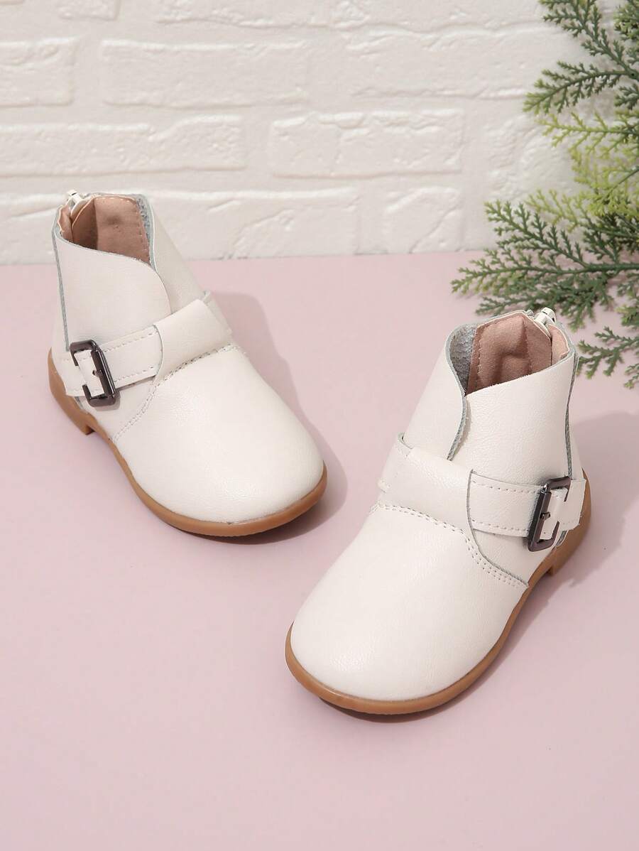嬰兒時尚休閒戶外搭扣裝飾平底靴適用於秋天和冬天