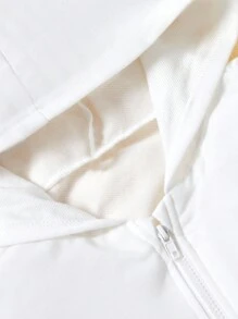 SHEIN Explorewe 青少年女孩蝴蝶圖案吊帶上衣和運動褲和拉鍊開襟連帽衫 - 白色 - 查看 3