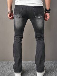 Manfinity Nam Rách Frayed Quần jean ôm - Xám - Xem 2