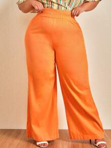 SHEIN Hơn Chất rắn Quần ống rộng - trái cam - Xem 1