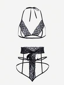 Classic Sexy Set de lencería con encaje floral con liga
