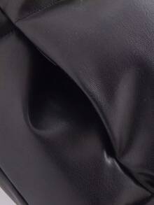 休閒拉鍊純色女士棉服外套 - 黑色 - 查看 5