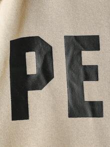 GENTILAND 男士字母图案拉链抽绳保暖内衬卫衣（不含T恤） - 卡其色 - 查看 4