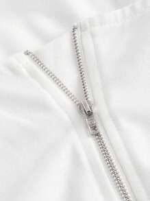 SHEIN MOD Cổ giả tay cánh Áo thun - trắng - Xem 4