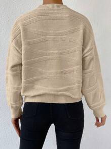SHEIN LUNE Chất rắn Thả vai Áo len - Màu be - Xem 2