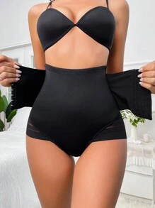 Hook And Eye Waist Trainer - Black - View 4