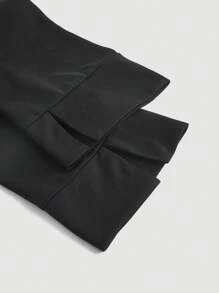 SHEIN MOD Plus Size Solid Drop Shoulder Drawstring Sweatshirt - Black - View 4