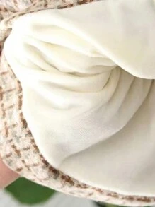 可愛口袋 荷葉邊 前紐扣格子女童（小）呢子 - 紫紅色 - 查看 3