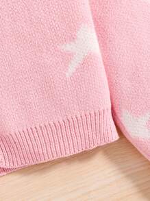 SHEIN 女大童星星圖案針織吊帶上衣&前紐扣開襟衫 - 粉色 - 查看 5