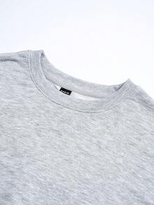 SHEIN Coolane Casual Women's Casual Simple Cartoon Pattern Long Sleeve Round Neck Top, Suitable For Autumn/Winter - Light Grey - View 3