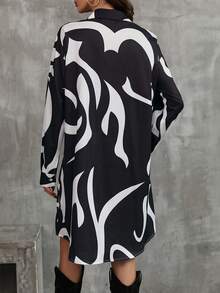 EMERY ROSE In Đồ họa Thả vai Váy sơ mi - Đen và trắng - Xem 2