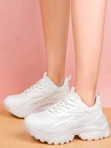 White Platform Sneakers - White - View 3