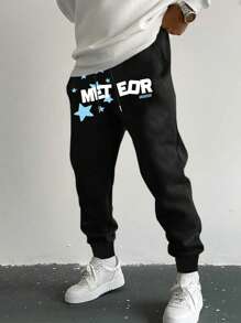 Manfinity Hypemode Men Plus Letter Graphic Drawstring Waist Sweatpants