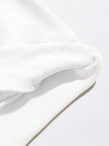 SHEIN EZwear Plus Slogan & Butterfly Print Thermal Pullover - White - View 8