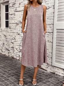 SHEIN LUNE 滿版印花隱藏口袋洋裝 - 淺粉色 - 查看 1