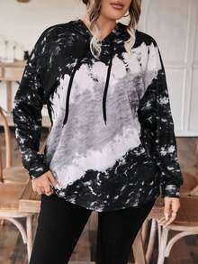 SHEIN LUNE Talla grande Capucha de tie dye con cordón - Multicolor - Ver 4