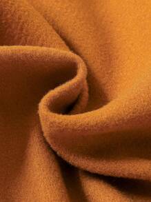 Baby Girl Contrast Lace Ruffle Trim Double Breasted Bow Front Peter Pan Collar Double Button Overcoat - Camel - View 6