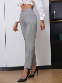 Chiquease 純色斜袋西裝褲 - 灰色 - 查看 6