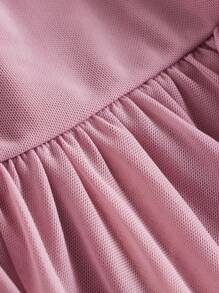 Teen Girl Ruched Ruffle Hem Halter Dress - Pink - View 4