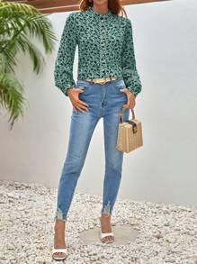 SHEIN Frenchy 滿版印花前紐扣襯衫