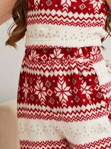 SHEIN 母女同款針織絨面背心加寬腿褲套裝 - 少女風