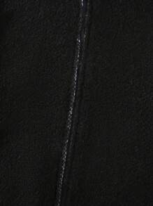 SHEIN Tween Girl Letter Pattern Hooded Cardigan - Black - View 3