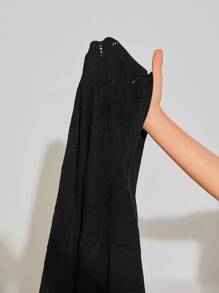 SHEIN VCAY Plus Size Women'S Fringed Hem Drop Shoulder Cardigan - Black - View 5