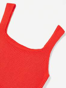 Flirla Plus Solid Ribbed Knit Top - Orange - View 4