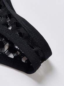 Men Solid Mesh Brief Sexy Underwear - Black - View 6