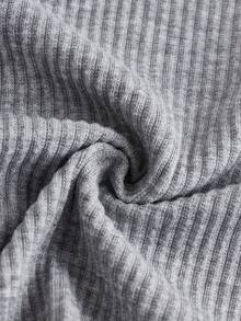 SHEIN 女大童字母圖案弧形下擺T恤 - 淺灰色 - 查看 4