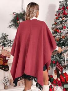 SHEIN LUNE Cárdigan con mangas tipo murciélago y bajo con flecos