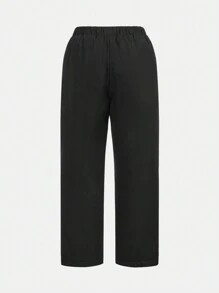 SHEIN Tween Boy Solid Slant Pocket Straight Leg Pants