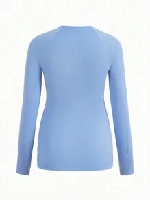 Maternity Solid Raglan Sleeve Tee - Baby Blue - View 2
