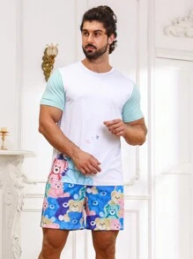 Men Cartoon Graphic PJ Set - Multicolor - View 6