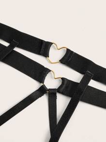 Exotic-Bondage Cut Out Ring Linked Lingerie Set - Black - View 4