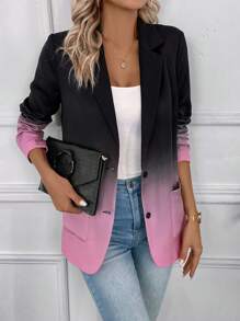 SHEIN Clasi Ombre Lapel Neck Single Breasted Blazer - Multicolor - View 5