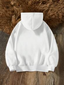 SHEIN 青少年男孩人物及标语图案卫衣 - 白色 - 查看 2