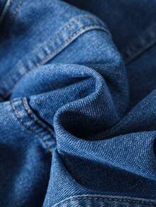 SHEIN Cậu bé Tween 1 Miếng Đồ họa Chữ cái Túi có nắp Áo khoác denim - Rửa tối - Xem 7