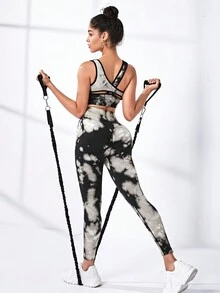 Tie Dye Contrast Cut Out Back Sports Set - Multicolor - View 3