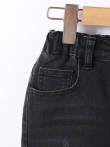 Chàng trai trẻ Rách Frayed Quần legging thẳng - màu đen - Xem 7