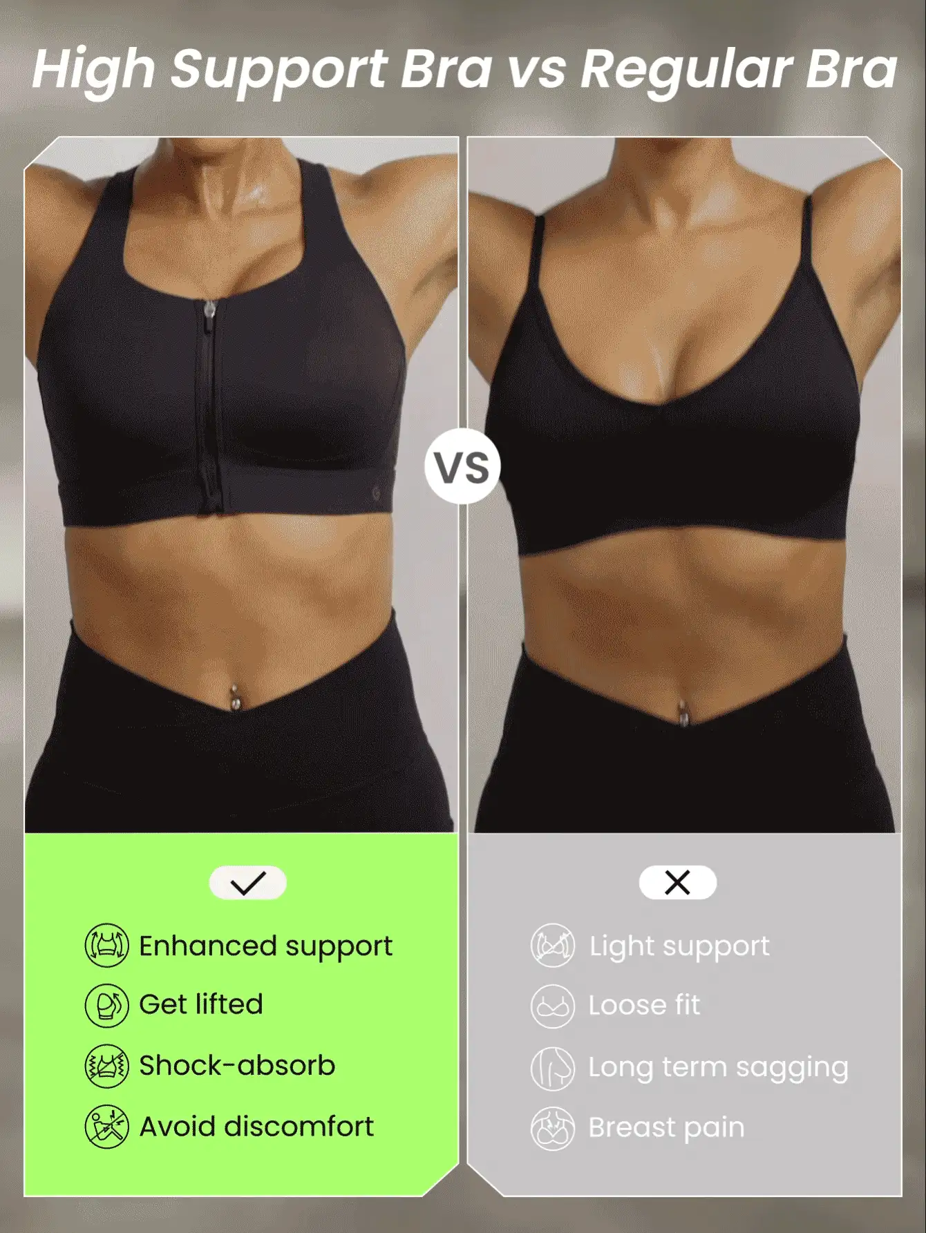 GLOWMODE High Support Mesh Max Convertible Strap Sports Bra Gym Workout Quick Dry Moisture Wicking