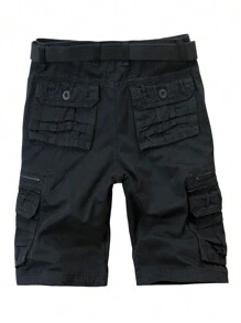 yuehaibao 男士拉链口袋休闲短裤，夏季透气，无腰带