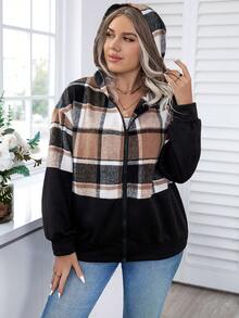 Calvaya Hơn In kẻ sọc Thả vai áo có mũ Áo khoác - Màu vàng - Xem 5