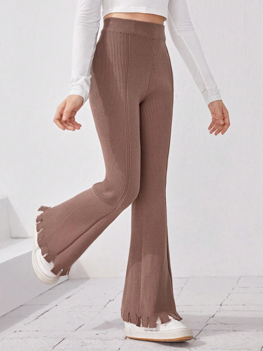 Teen Girl Flare Leg Ribbed Knit Sweater Pants