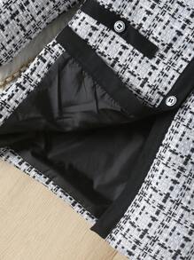 SHEIN Tween Girl Plaid Print Button Front Overcoat - Multicolor - View 5