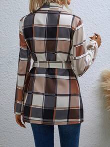 SHEIN LUNE In kẻ sọc Thắt lưng Áo vest - Nhiều màu - Xem 2