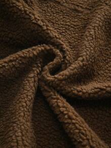 Manfinity Homme Men Contrast Trim Teddy Loose Jacket - Brown - View 6
