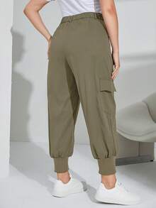 Mulvari Plus Flap Pocket Side Cargo Pants - Khaki - View 2