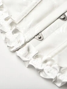 女士提花系带露背塑身衣上衣，新年派对、情人节、节日上衣、束身衣、毕业度假白色夏季 - 白色 - 查看 5